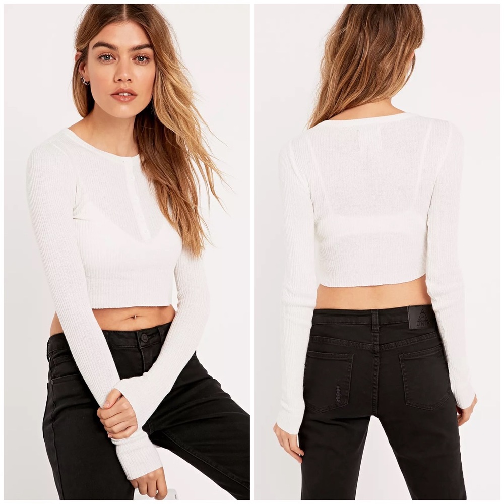 UNIF x Urban Outfitters Cropped Henley Top - Size S